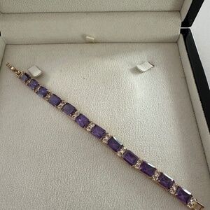 Amethyst Diamond Rose Gold Tennis Bracelet